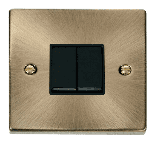 Click Deco VPAB012BK 2 Gang 2 Way 10AX Switch - Antique Brass