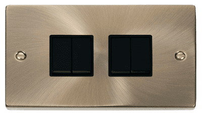 Click Deco VPAB019BK 4 Gang 2 Way 10AX Switch - Antique Brass