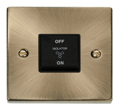 Click Deco VPAB020BK 10A 1 Gang 3 Pole Fan Isolation Switch - Antique Brass