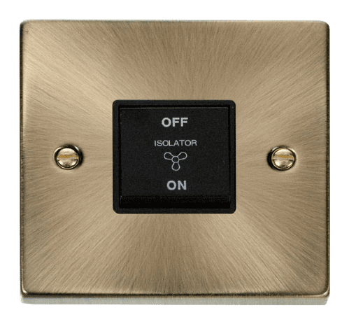 Click Deco VPAB020BK 10A 1 Gang 3 Pole Fan Isolation Switch - Antique Brass