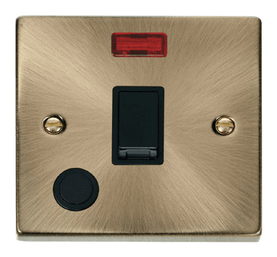 Click Deco VPAB023BK 20A 1 Gang DP Switch With Flex Outlet And Neon - Antique Brass