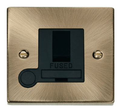 Click Deco VPAB051BK 13A Fused Switched Spur Unit With Flex Outlet - Antique Brass