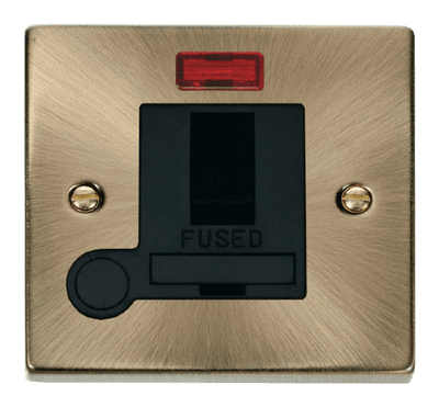 Click Deco VPAB052BK 13A Fused Switched Spur Unit With Flex Outlet & Neon - Antique Brass