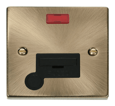 Click Deco VPAB053BK 13A Fused Spur Unit With Flex Outlet & Neon - Antique Brass