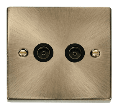 Click Deco VPAB066BK Twin Coaxial Socket Outlet - Antique Brass