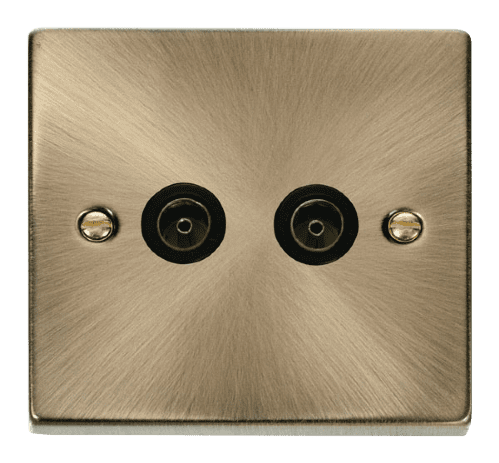 Click Deco VPAB066BK Twin Coaxial Socket Outlet - Antique Brass