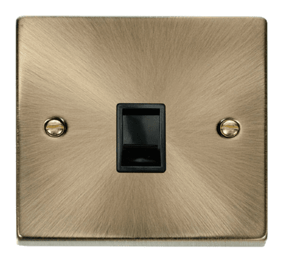 Click Deco VPAB115BK Single RJ11 Socket (Ireland/USA) - Antique Brass
