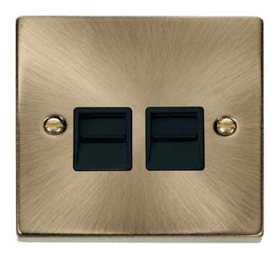 Click Deco VPAB121BK Twin Telephone Socket Outlet Master - Antique Brass