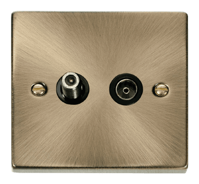 Click Deco VPAB157BK 1 Gang Satellite & Isolated Coaxial Socket Outlet - Antique Brass
