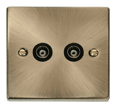 Click Deco VPAB159BK Twin Isolated Coaxial Socket Outlet - Antique Brass