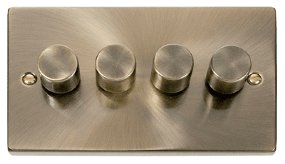 Click Deco VPAB164 4 Gang 2 Way 100W LED Dimmer Switch - Antique Brass