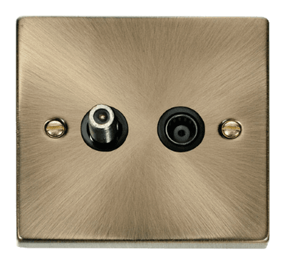 Click Deco VPAB170BK 1 Gang Satellite & Coaxial Socket Outlet - Antique Brass
