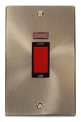 Click Deco VPAB203BK 2 Gang 45A DP Switch With Neon - Antique Brass