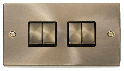 Click Deco VPAB414BK 4 Gang 2 Way Ingot 10AX Switch - Antique Brass