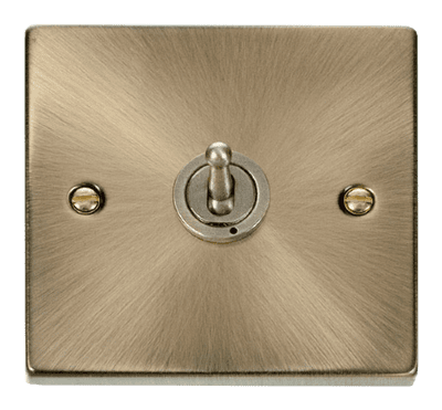 Click Deco VPAB421 1 Gang 2 Way 10AX Toggle Switch - Antique Brass