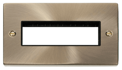 Click Deco VPAB426BK 2 Gang Plate 6 In-Line Aperture - Antique Brass