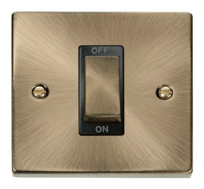 Click Deco VPAB500BK Ingot 1 Gang 45A DP Switch - Antique Brass