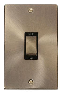 Click Deco VPAB502BK Ingot 2 Gang 45A DP Switch - Antique Brass