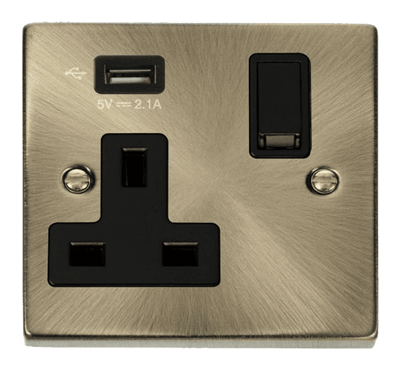 Vpab Usb Socket Click Deco VPAB771UBK 13A 1G Switched Socket With 2 1A USB Outlet ...