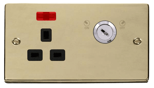 Click Deco VPBR655BK 13A 1 Gang DP Lockable Socket W Neon Polished ...