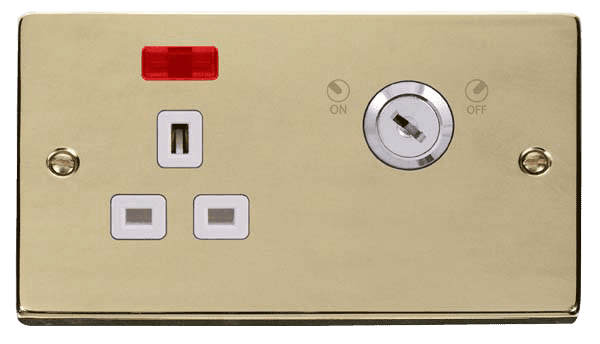 Click Deco VPBR655WH 13A 1 Gang DP Lockable Socket W Neon Polished ...