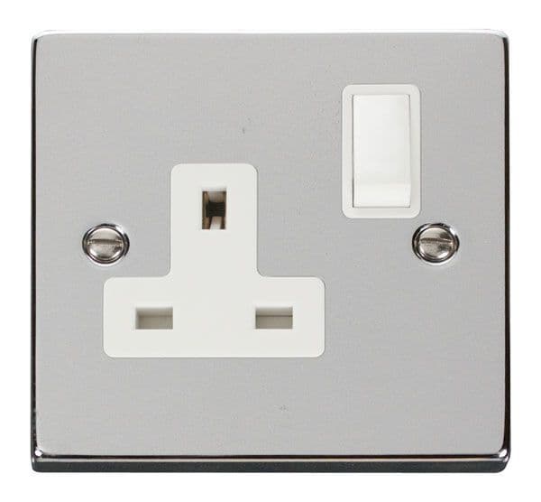 Click Deco VPCH035WH 1 Gang 13A DP Switched Socket Outlet - Chrome