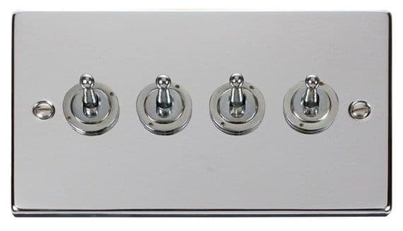 4 Gang 2 Way 10AX Toggle Switch - Chrome - Click VPCH424
