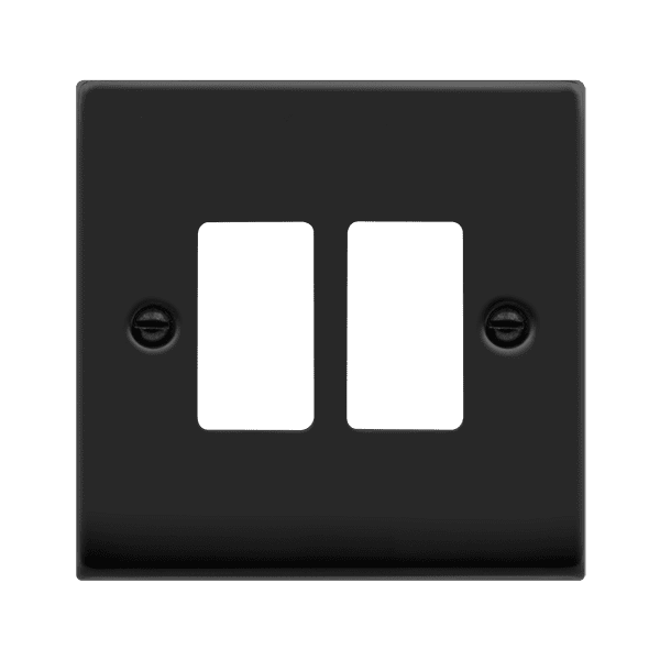 Click Deco VPMB20402 2 Gang Grid Module Plate Matt Black