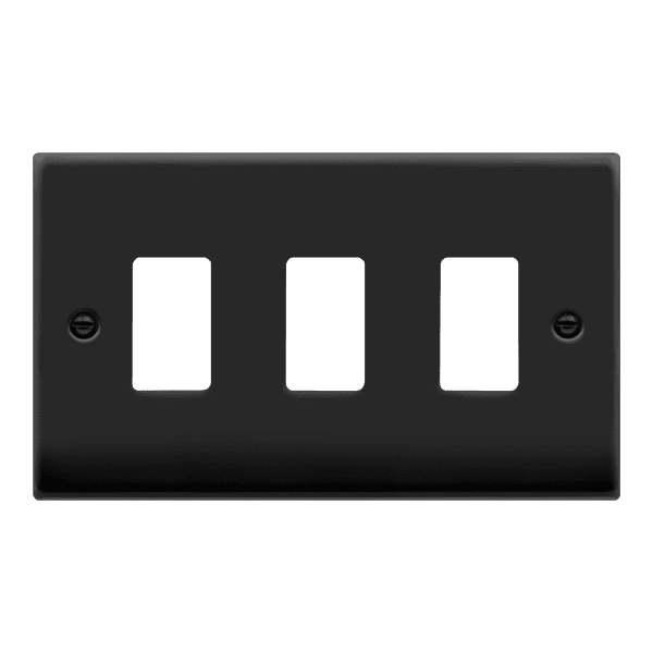 Click Deco VPMB20403 3 Gang Grid Module Plate Matt Black