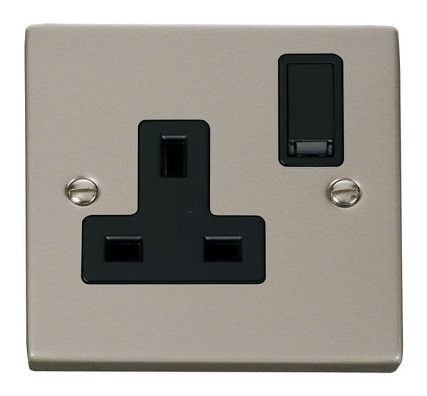 Click Deco VPPN035BK 1 Gang 13A DP Switched Socket Outlet - Pearl Nickel
