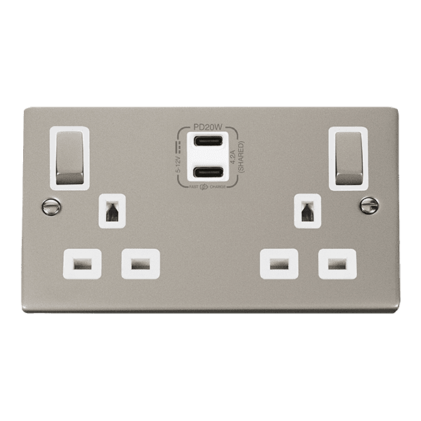 'Ingot' 13A 2 Gang Switched Safety Shutter - Click VPPN596WH
