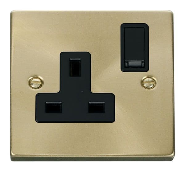 Click Deco VPSB035BK 1 Gang 13A DP Switched Socket Outlet - Satin Brass