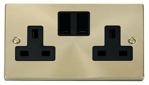 Click Deco VPSB036BK 2 Gang 13A DP Switched Socket Outlet - Satin Brass