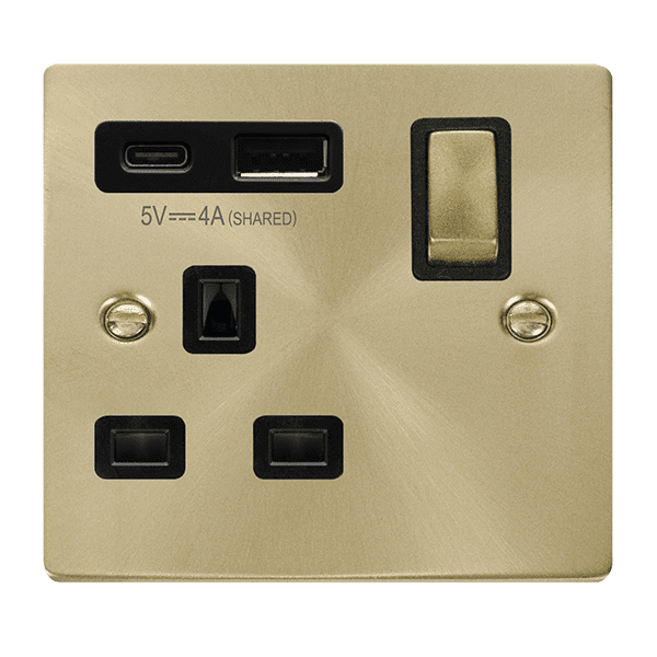Click Deco VPSB585BK 13A 1 Gang Switched Safety Shutter Socket Outlet ...