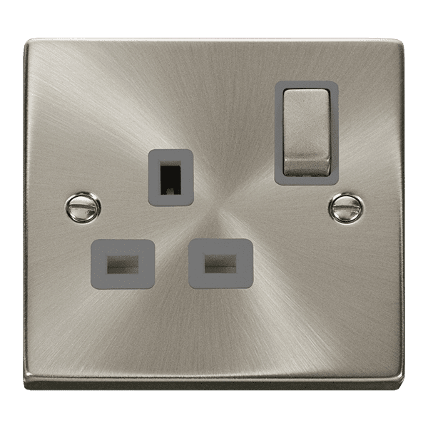 Click Deco VPSC535GY 13A 1 Gang DP Switched Socket Outlet Satin Chrome ...