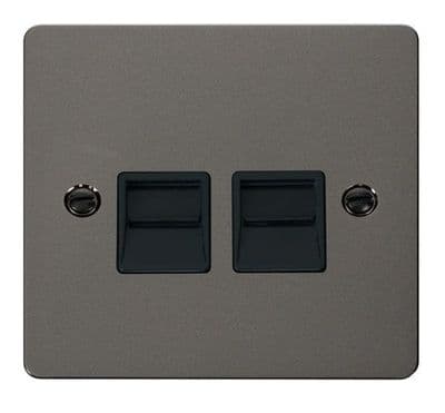 Click Define FPBN126BK Twin Telephone Socket Secondary - Black Nickel