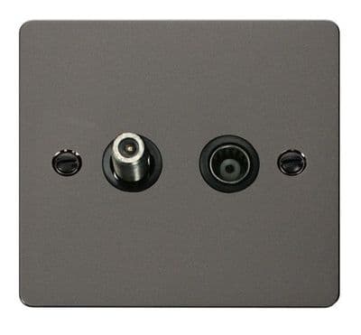 Click Define FPBN157BK 1 Gang Satellite & Isolated Coaxial Socket - Black Nickel