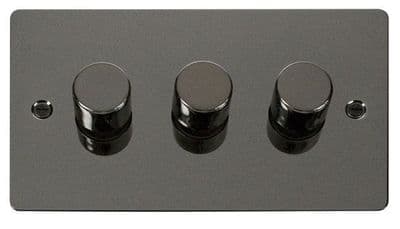 Click Define FPBN163 3 Gang 2 Way 100W LED Dimmer Switch - Black Nickel