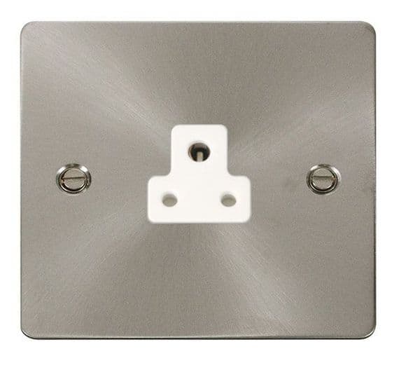 Click Define FPBS039WH 2A Round Pin Socket Outlet - Brushed Steel