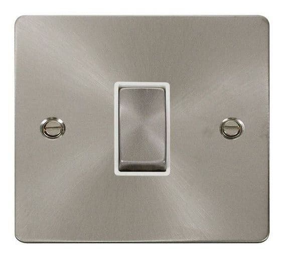 Click Define FPBS411WH Ingot 10AX 1 Gang 2 Way Switch - Brushed Steel