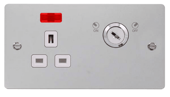 Click Define FPCH655WH 13A 1 Gang DP Lockable Socket Neon Define Chrome ...