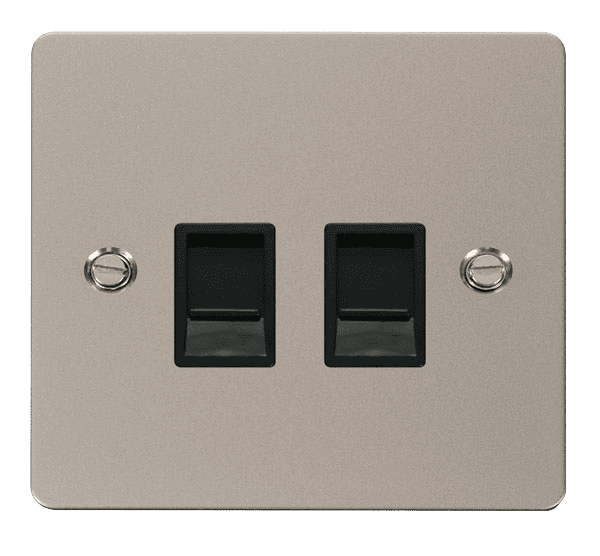 Click Define FPPN118BK Flat Plate Twin RJ45 Socket Pearl Nickel With ...