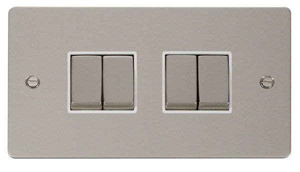 Click Define FPPN414WH Ingot 10AX 4 Gang 2 Way Switch - Pearl Nickel