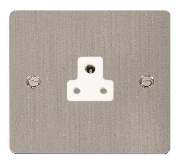Click Define FPSS039WH 2A Round Pin Socket Outlet - Stainless Steel