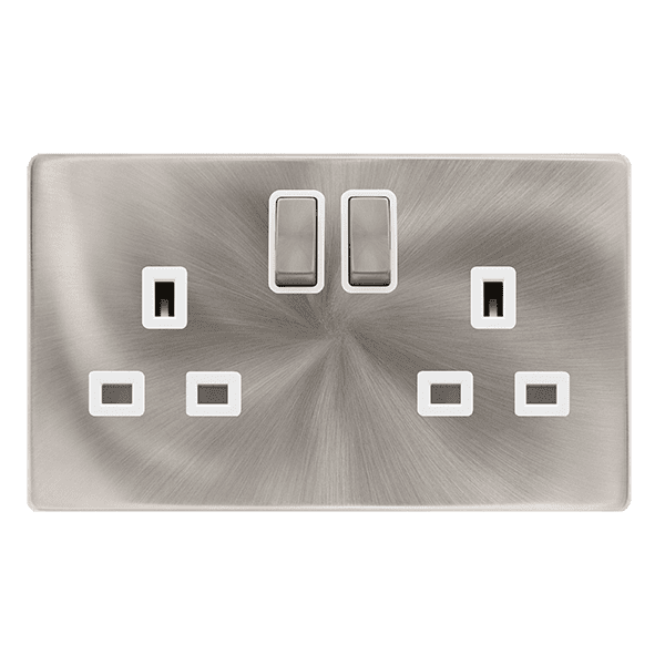 Click Definity SFBS536PW 13A 2 Gang DP Switched Socket Cover Plate ...