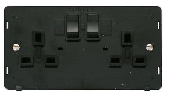 Click Definity SIN036BK 2 Gang 13A DP Switched Socket Insert - Black