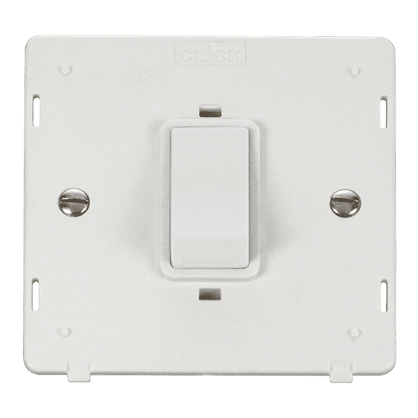 Click Definity SIN500PW 50A 1 Gang DP Plate Switch & Rocker Polar White