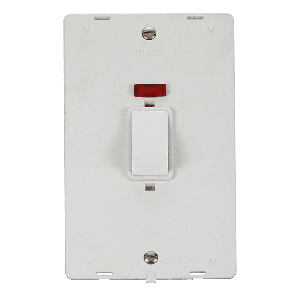 Click Definity SIN503PW 50A 2 Gang Vertical DP Plate Switch With Neon ...