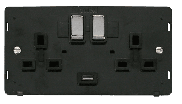 Click Definity SIN570BKCH 13A 2 Gang Switched Socket With 21A USB ...
