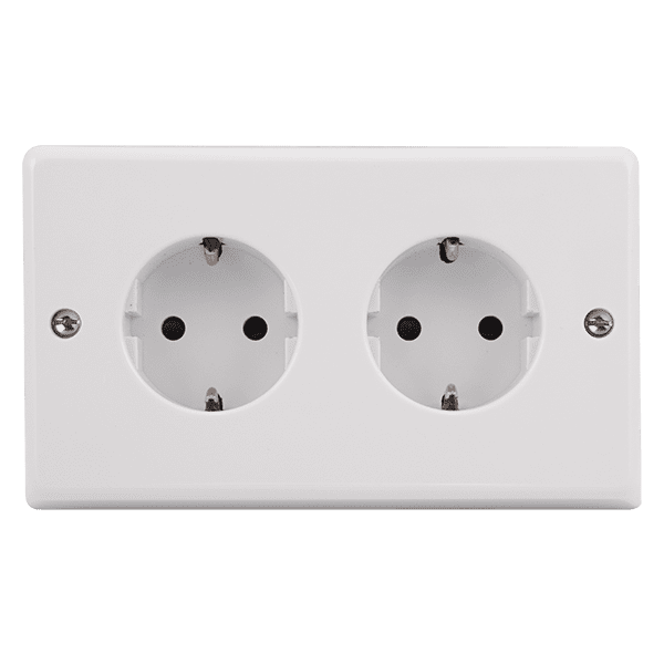Click Essentials BA038PW Double European Socket - 5 Pack